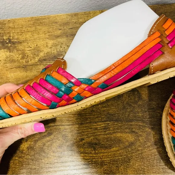 Multicolor Leather Huarache Sandals Festival Womens Size 7.5