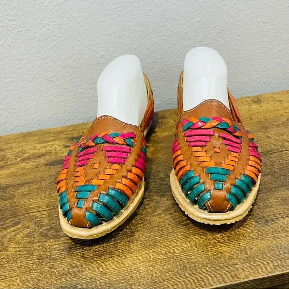 Multicolor Leather Huarache Sandals Festival Womens Size 7.5