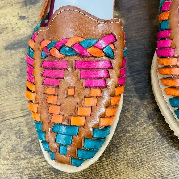 Multicolor Leather Huarache Sandals Festival Womens Size 7.5