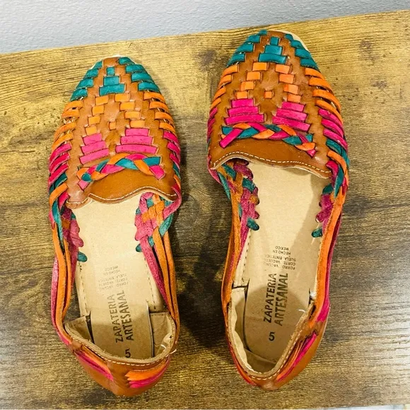Multicolor Leather Huarache Sandals Festival Womens Size 7.5
