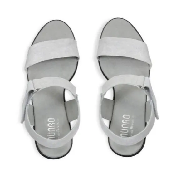 MUNRO Willa Nubuck Comfort Sandals Shoes White Metallic Silver 9.5 NEW