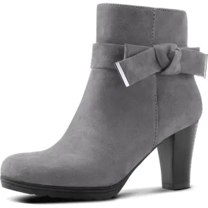 mysoft Women's Booties with Heel, Chunky Stacked Zipper Ankle Boots for Ladies