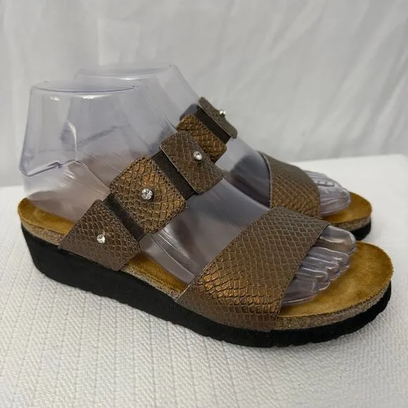 Naot Ashley Jewel Sandals Womens Size 6 Comfort Snake Print Platform Wedge 37 EU