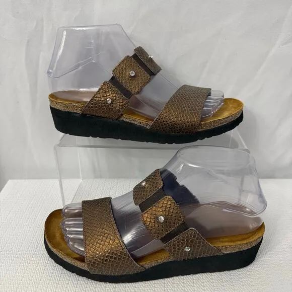 Naot Ashley Jewel Sandals Womens Size 6 Comfort Snake Print Platform Wedge 37 EU