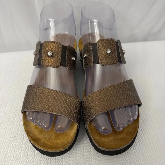 Naot Ashley Jewel Sandals Womens Size 6 Comfort Snake Print Platform Wedge 37 EU