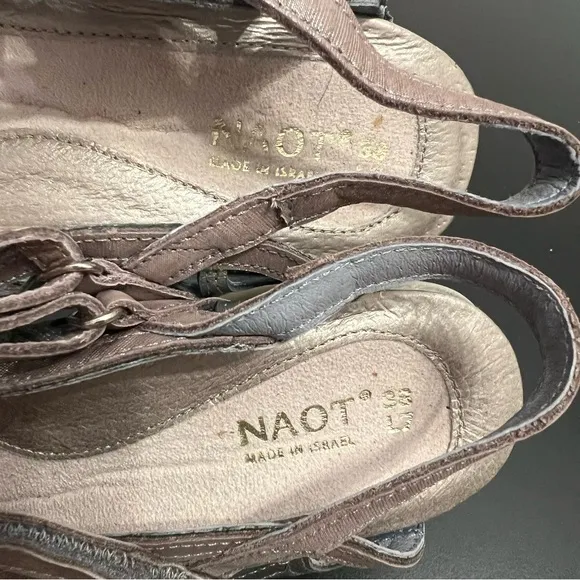 Naot Deluxe Wedge Sandal Sterling Silver Threads 38 / 7