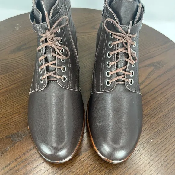 Naot Kona Ankle Boot Womens 38 / 7 Brown Leather Comfort Side Zip Lace up Buckle