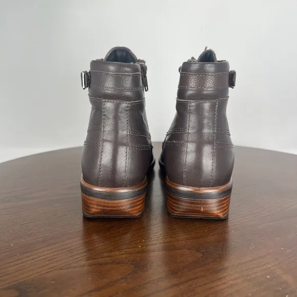 Naot Kona Ankle Boot Womens 38 / 7 Brown Leather Comfort Side Zip Lace up Buckle