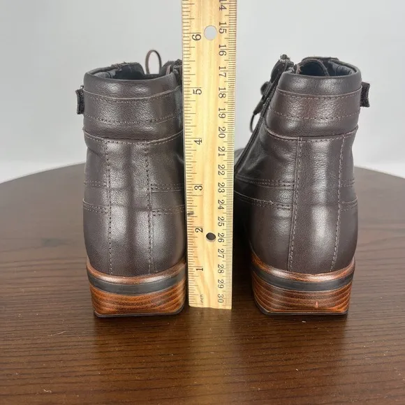 Naot Kona Ankle Boot Womens 38 / 7 Brown Leather Comfort Side Zip Lace up Buckle