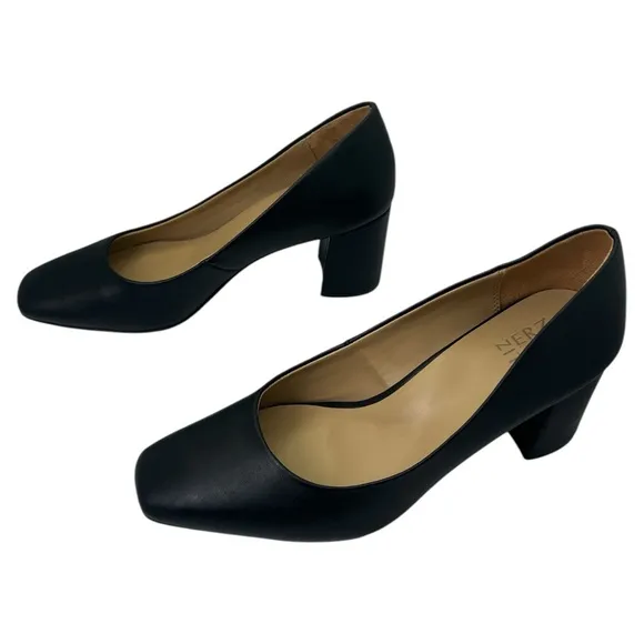 Naturalizer Womens Gray Karina Toe Block Heel Slip-On Leather Pumps Shoes, 10 W