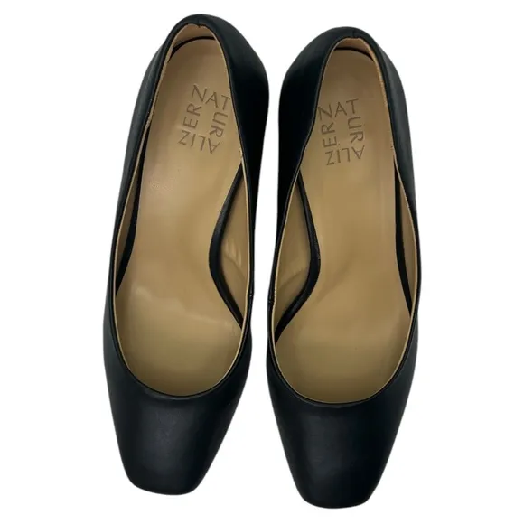 Naturalizer Womens Gray Karina Toe Block Heel Slip-On Leather Pumps Shoes, 10 W