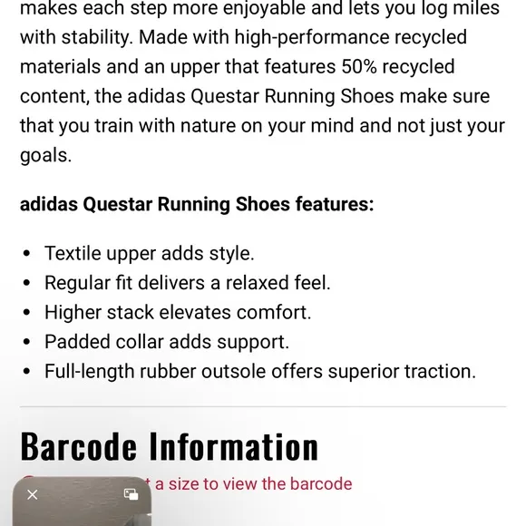 NEW Adidas Men’s Questar Black Low Top Running Shoes Sneakers- Size 7