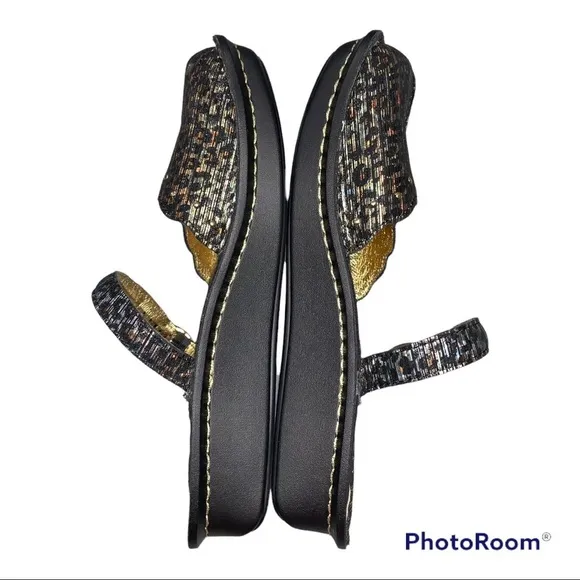 NEW Alegria Tuscany Iridescent Leopard Print Mary Jane Clogs Shoes size 37