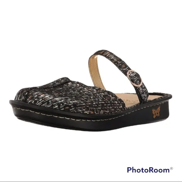 NEW Alegria Tuscany Iridescent Leopard Print Mary Jane Clogs Shoes size 37