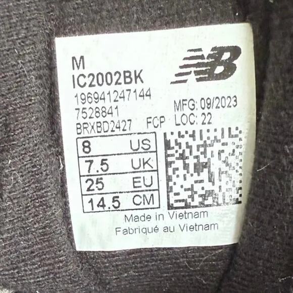 New Balance 2002 R Black/Grey Toddler Sneakers - SZ 8 C