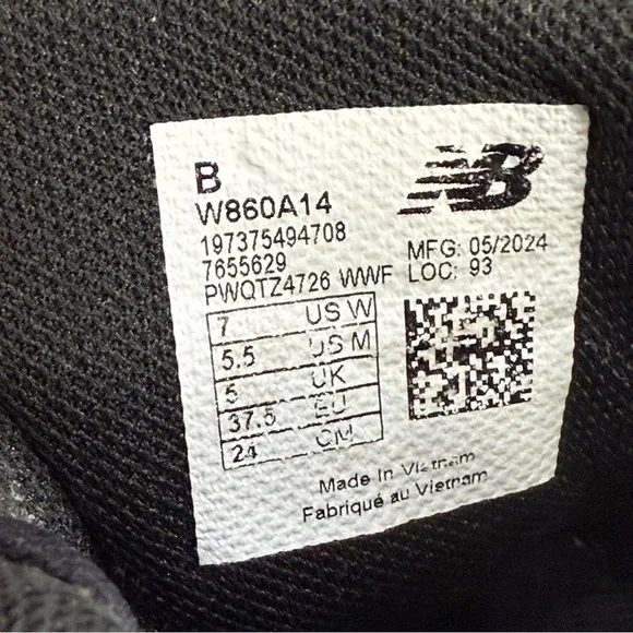 New Balance Shoes Womens Size 7 FF X 860 V14 Black Athletic Running Sneakers
