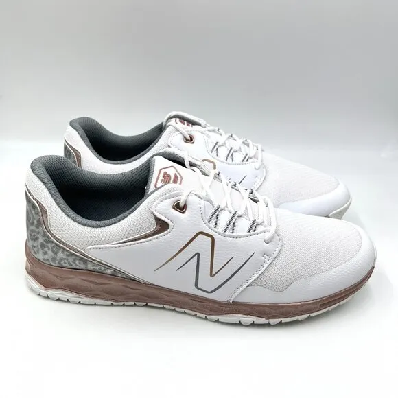New Balance Size 10.5 Fresh Foam Links SL V2 White Rose Gold Golf Sneakers Shoes