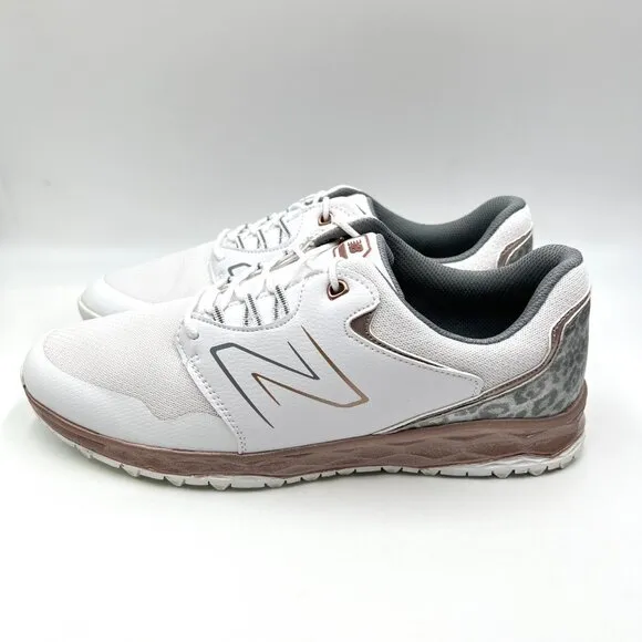 New Balance Size 10.5 Fresh Foam Links SL V2 White Rose Gold Golf Sneakers Shoes