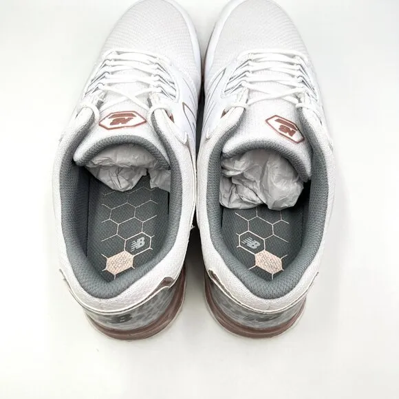 New Balance Size 10.5 Fresh Foam Links SL V2 White Rose Gold Golf Sneakers Shoes