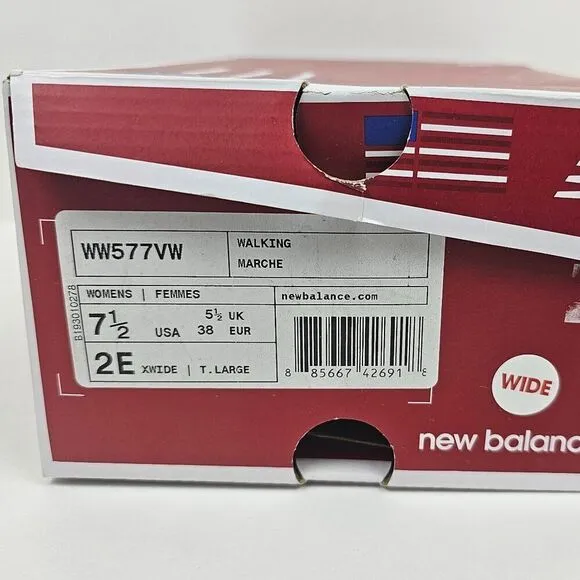 New Balance 577 Walking Tennis Shoes DSL-2 White Women Size 7 1/2 2E EE XWide