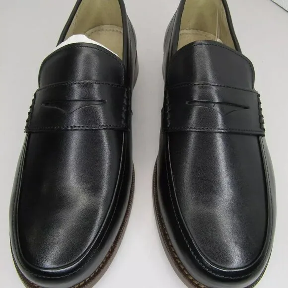 NEW BANANA REPUBLIC Mens Classic Penny Loafers Dress Shoes Black Leather Size 9