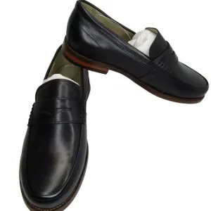NEW BANANA REPUBLIC Mens Classic Penny Loafers Dress Shoes Black Leather Size 9
