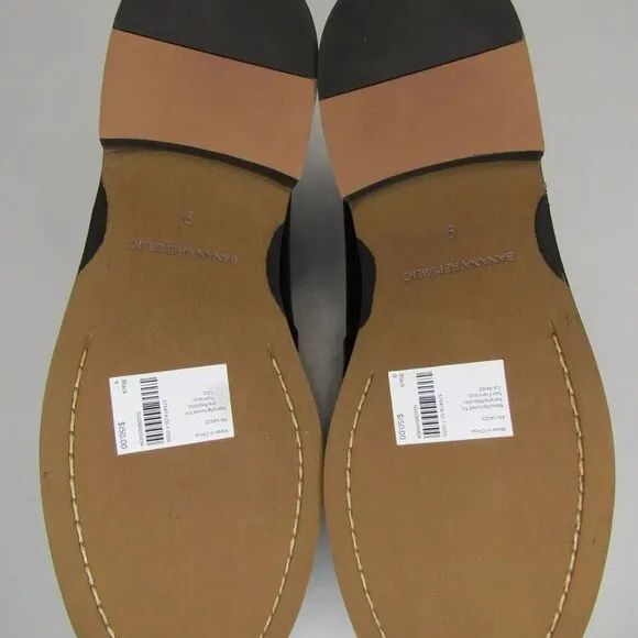 NEW BANANA REPUBLIC Mens Classic Penny Loafers Dress Shoes Black Leather Size 9