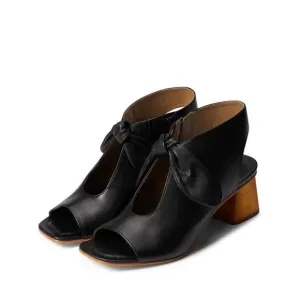 NEW BERNARDO women's lizzie heeled sandals in black glove leather