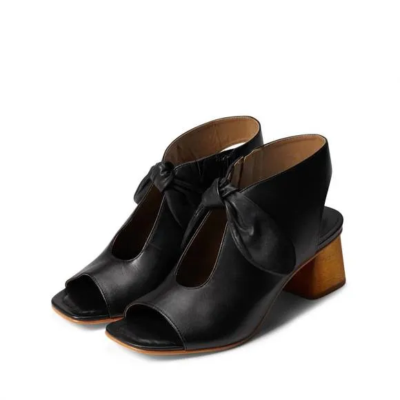 NEW BERNARDO women's lizzie heeled sandals in black glove leather