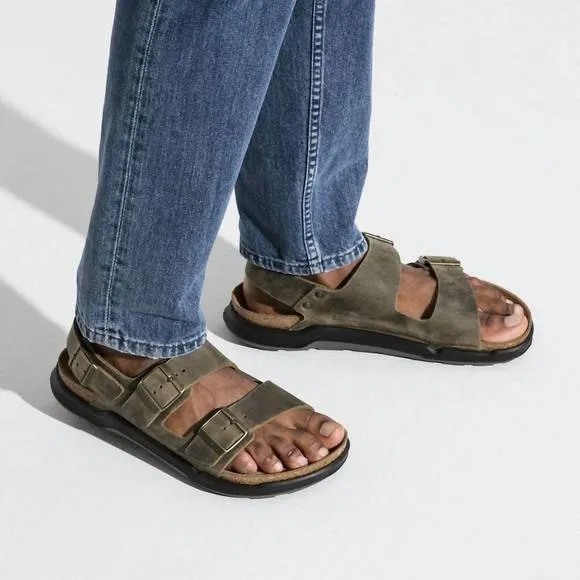 NEW BIRKENSTOCK men's milano rugged sandals in faded khaki