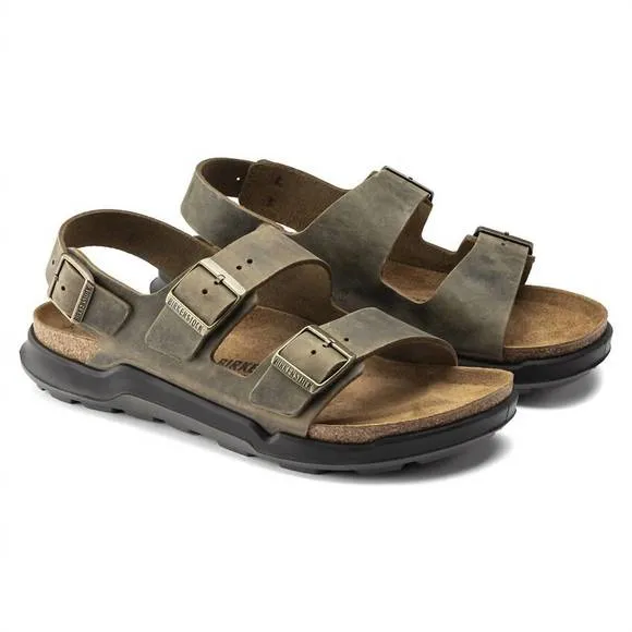 NEW BIRKENSTOCK men's milano rugged sandals in faded khaki
