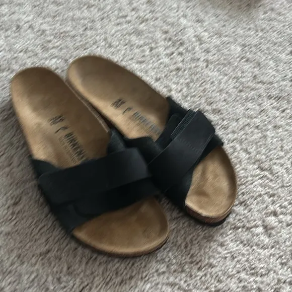 NEW Birkenstock Oida Black Leather Suede Sandals Size 39