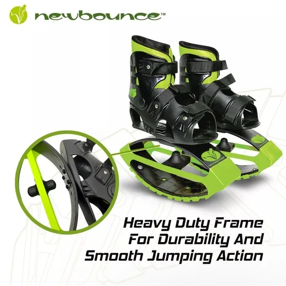 New Bounce Kangaroo Jumping Shoes For Kids Black/Green Shoe Sizes 3-6 Ages 5 