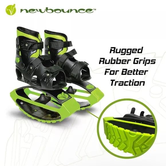 New Bounce Kangaroo Jumping Shoes For Kids Black/Green Shoe Sizes 3-6 Ages 5 