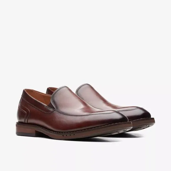 NEW CLARKS men's un hugh step shoes in brown