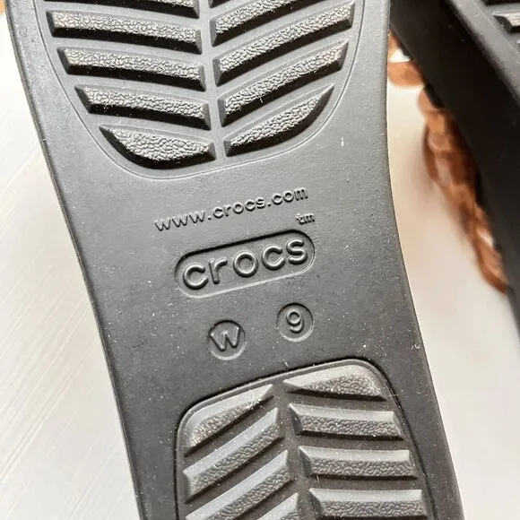 NEW! Crocs Brooklyn Tortoise Strappy Low Sandals SZ 9 Mocha / Black