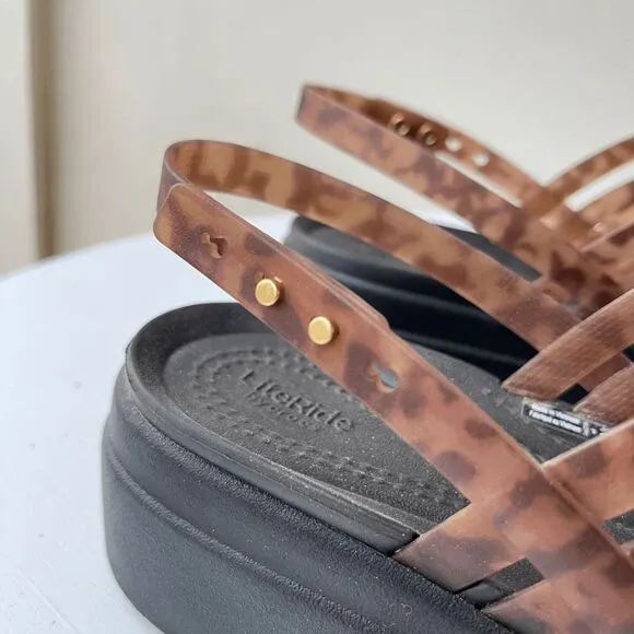 NEW! Crocs Brooklyn Tortoise Strappy Low Sandals SZ 9 Mocha / Black