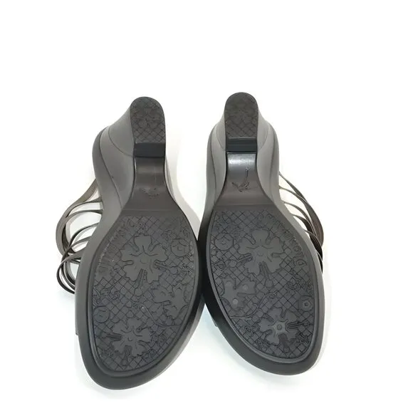 NEW Dromedaris Navy Blue Bronze Copper Leather Comfort Wedges Sandals 36 5.5-6