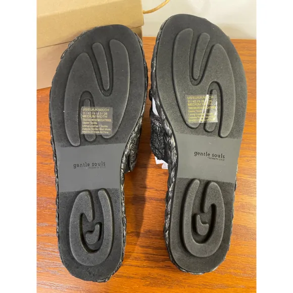 NEW Gentle Souls Kenneth‎ Cole Tristan Woven Slides Pewter Comfort Sandals 11