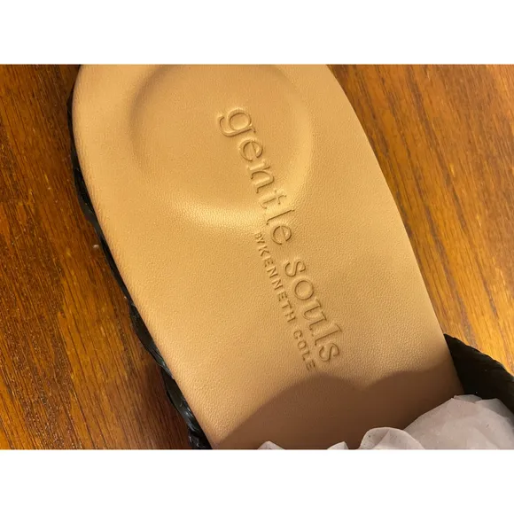 NEW Gentle Souls Kenneth‎ Cole Tristan Woven Slides Pewter Comfort Sandals 11