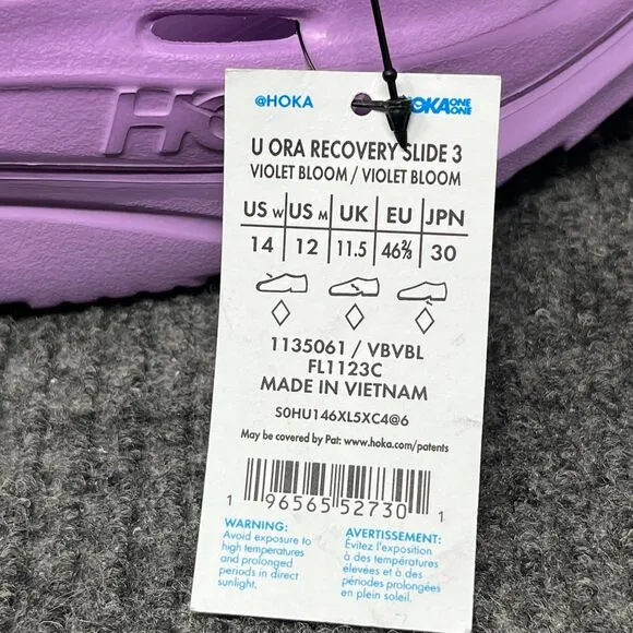 NEW Hoka One One Ora Recovery Slide 3 Violet Bloom Purple Sandals Men’s 12