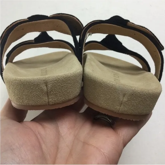 New Jack Rogers Annie Double Knot Black Suede Comfort Slide Sandals Size 8