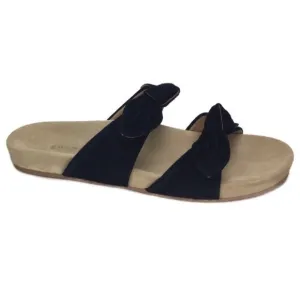 New Jack Rogers Annie Double Knot Black Suede Comfort Slide Sandals Size 8
