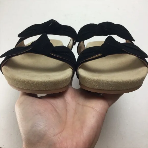 New Jack Rogers Annie Double Knot Black Suede Comfort Slide Sandals Size 8