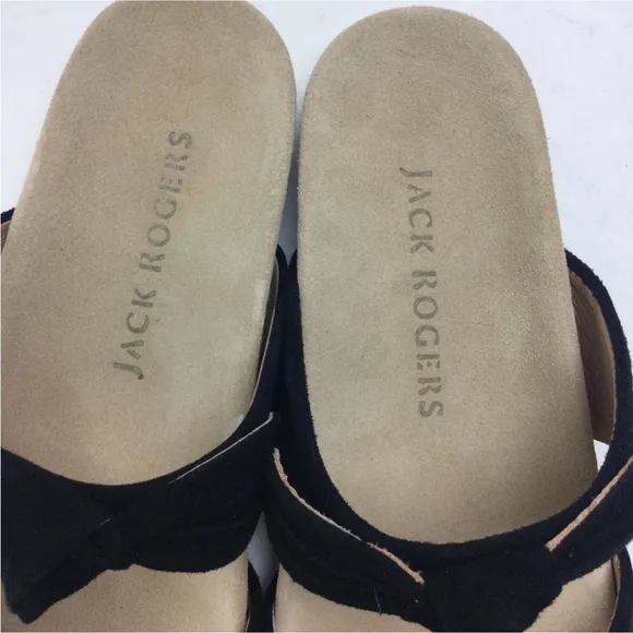 New Jack Rogers Annie Double Knot Black Suede Comfort Slide Sandals Size 8