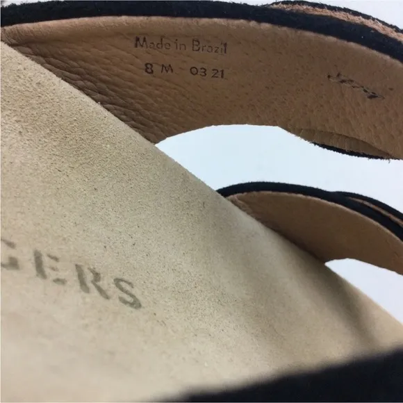 New Jack Rogers Annie Double Knot Black Suede Comfort Slide Sandals Size 8