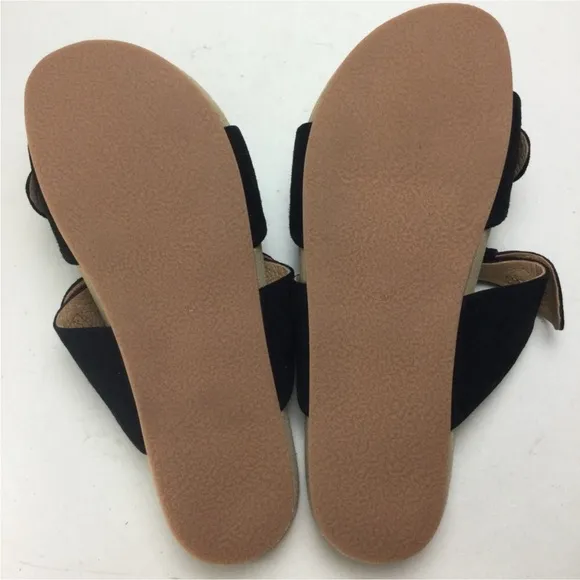 New Jack Rogers Annie Double Knot Black Suede Comfort Slide Sandals Size 8