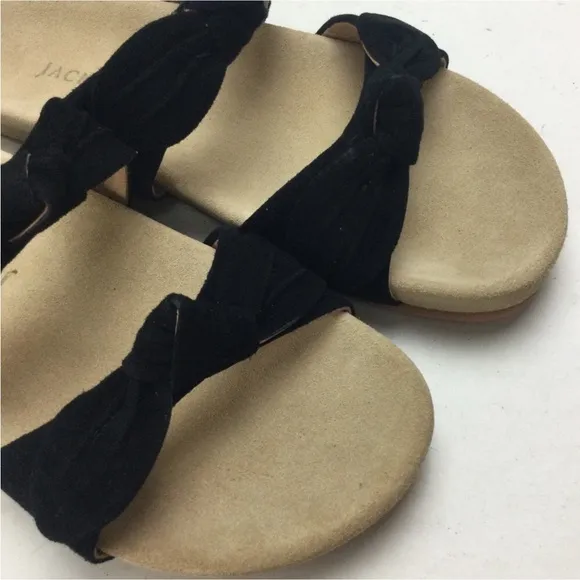 New Jack Rogers Annie Double Knot Black Suede Comfort Slide Sandals Size 8