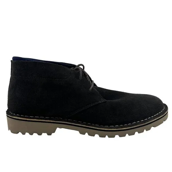 New Kenneth Cole Reaction Men Leather Chukka Boots Dark Grey Shoes 12 US / EU 46