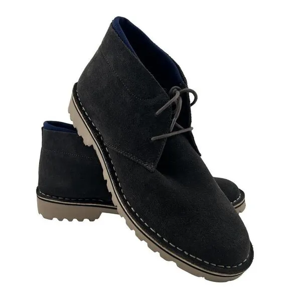 New Kenneth Cole Reaction Men Leather Chukka Boots Dark Grey Shoes 12 US / EU 46